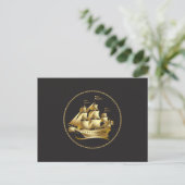 Gold Sailboat Nautical Postkarte (Stehend Vorderseite)