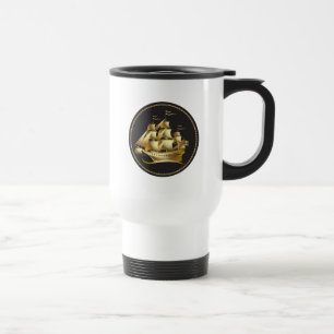 Gold Sailboat Nautical Reisebecher
