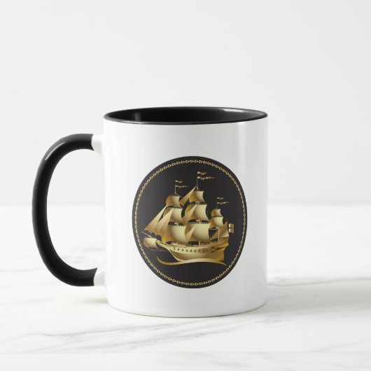 Gold Sailboat Nautical Tasse (Links)