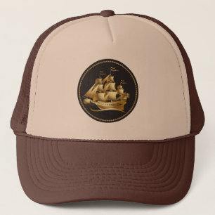 Gold Sailboat Nautical Truckerkappe