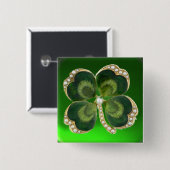 Gold Saint Patrick Kleeblatt Jewel mit Perlen Button (Vorne & Hinten)