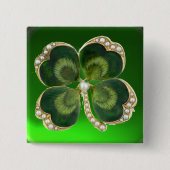 Gold Saint Patrick Kleeblatt Jewel mit Perlen Button (Vorderseite)