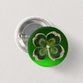 Gold Saint Patrick Kleeblatt Jewel mit Perlen Button (Vorne & Hinten)