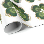 Gold Saint Patrick Kleeblatt Jewel mit Perlen Geschenkpapier (Rolleneckpunkt)