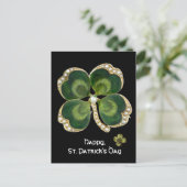 Gold Saint Patrick Kleeblatt Jewel mit Perlen Postkarte (Stehend Vorderseite)