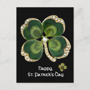 Gold Saint Patrick Kleeblatt Jewel mit Perlen Postkarte