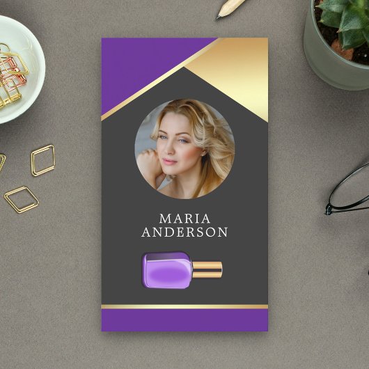 Gold Salon Nail Polnischer Flaschengitter Manicuri Visitenkarte