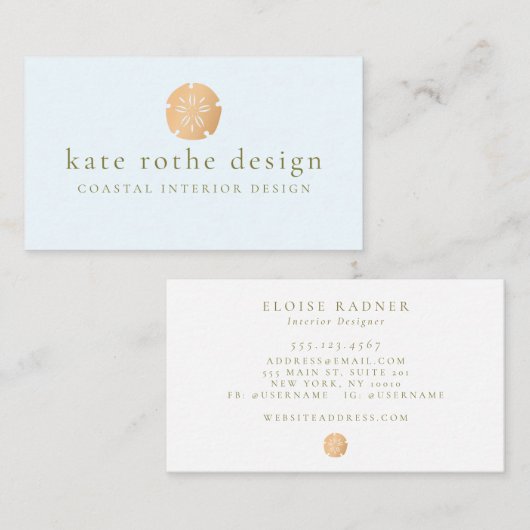 Gold Sand Dollar Coasteme Theme Visitenkarte (Vorne/Hinten)