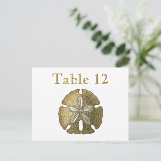 Gold Sand Dollar Recption Table Numbers Postkarte (Stehend Vorderseite)
