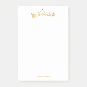 Gold Santa im Schlitten mit Rentieren Post-it Klebezettel