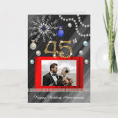 Gold Saphir Glitzer 45. Hochzeitstag Karte (Vorderseite)