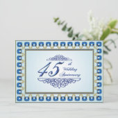 Gold Sapphire Blue 45. Hochzeitstag Einladung (Stehend Vorderseite)