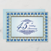 Gold Sapphire Blue 45. Hochzeitstag Einladung (Vorne/Hinten)