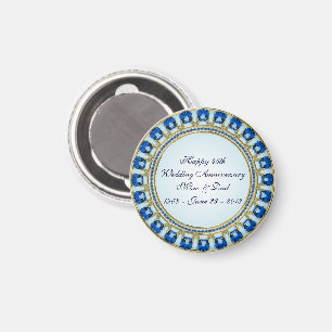 Gold Sapphire Blue 45. Hochzeitstag Magnet