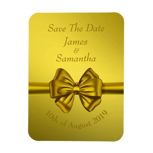 Gold Satin Bow - Speichern Sie das Date Magnet (Vertikal)