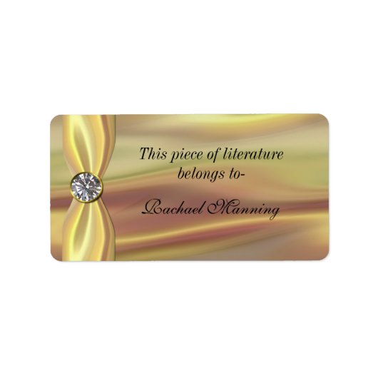 Gold Satin Buchzeichen Sticker Adressaufkleber (Vorne)
