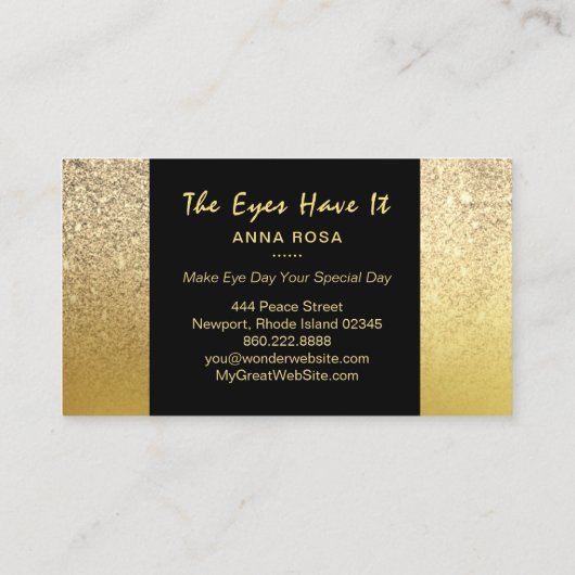 *~* Gold Satin Glitzer Lashes Visitenkarte (Rückseite)