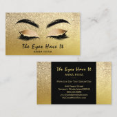 *~* Gold Satin Glitzer Lashes Visitenkarte (Vorne/Hinten)