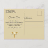 Gold Satin & Ivory Blume Pracht Ankündigungspostkarte (Rückseite)