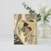 Gold Satin & Ivory Blume Pracht Ankündigungspostkarte (Stehend Vorderseite)