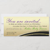 Gold Satin Stylish Peacock Feather Einladungen (Rückseite)