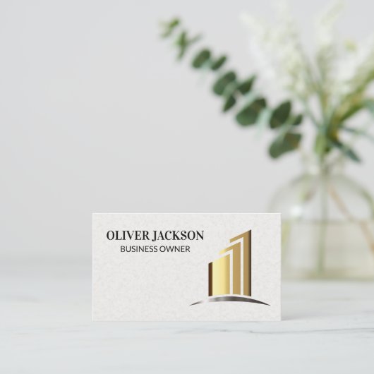 Gold-Säulen | Modern stilvoll Visitenkarte (Stehend Vorderseite)