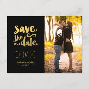 Gold Save Our Date 2   Save the Date Postkarte