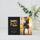 Gold Save Our Date 2 | Save the Date Postkarte (Stehend Vorderseite)