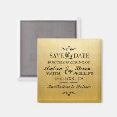 Gold Save the Date Elegant Magnet Wedding (Vorderseite/Rückseite)