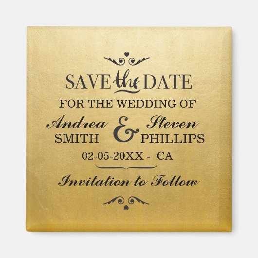 Gold Save the Date Elegant Magnet Wedding (Vorne)