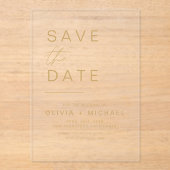 Gold Save the Date Elegantes Minimalistisches Skri Acryleinladungen (Vorderseite)