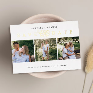 Gold Save the Date FotoCollage Folieneinladung