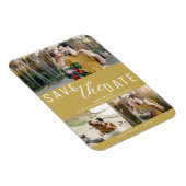 Gold Save the Date Hochzeit 3 Fotos Magnet (Rechte Seite)