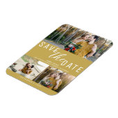Gold Save the Date Hochzeit 3 Fotos Magnet (Linke Seite)