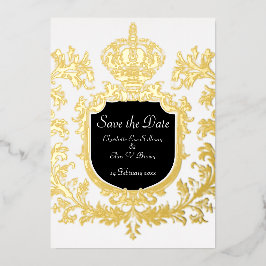 Gold Save the Date, Hochzeit, Folieneinladung