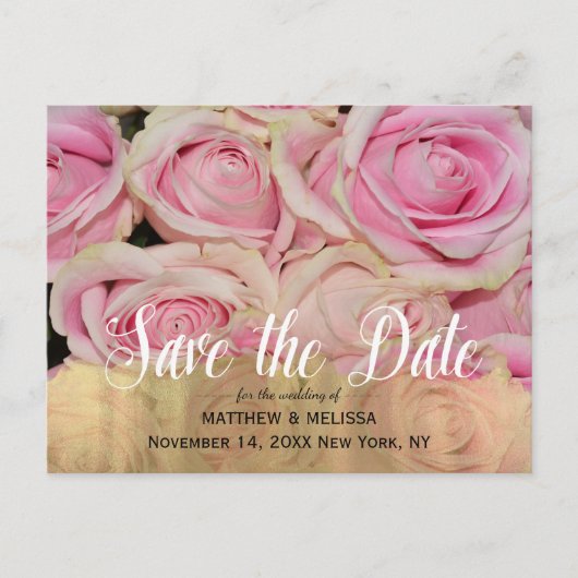 Gold Save the Date Personalisiert Foto Postkarte (Vorderseite)