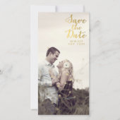 Gold Save the Date Script Overlay Foto Cards (Vorderseite)