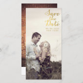 Gold Save the Date Script Overlay Foto Cards (Vorne/Hinten)