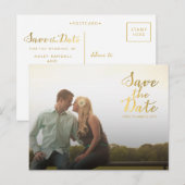 Gold Save the Date Typografie-Ankündigung Ankündigungspostkarte (Vorne/Hinten)