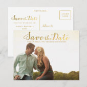 Gold Save the Date Typografie-Ankündigung Ankündigungspostkarte (Vorne/Hinten)