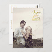 Gold Save the Date Typografie-Ankündigung Postkarte (Vorne/Hinten)