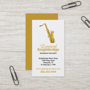 Gold Saxophone Business Card Visitenkarte