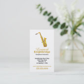 Gold Saxophone Business Card Visitenkarte (Stehend Vorderseite)