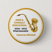 Gold Saxophone Player Personalisiert Band Button (Vorderseite)