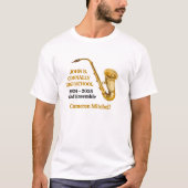 Gold Saxophone Player Personalisiert Band T-Shirt (Vorderseite)