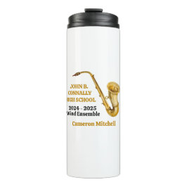 Gold Saxophone Player Personalisiert Band Thermosbecher