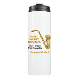 Gold Saxophone Player Personalisiert Band Thermosbecher