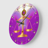 GOLD SCALES OF LAW WITH GEM STONES ,Justice Symbol Große Wanduhr (Winkel)
