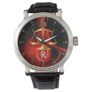 GOLD SCALES OF REW, ATTORNEY, Justice Red Black Armbanduhr