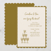 Gold Scallop Champagne Tower Doodle Wedding Shower Einladung (Vorne/Hinten)